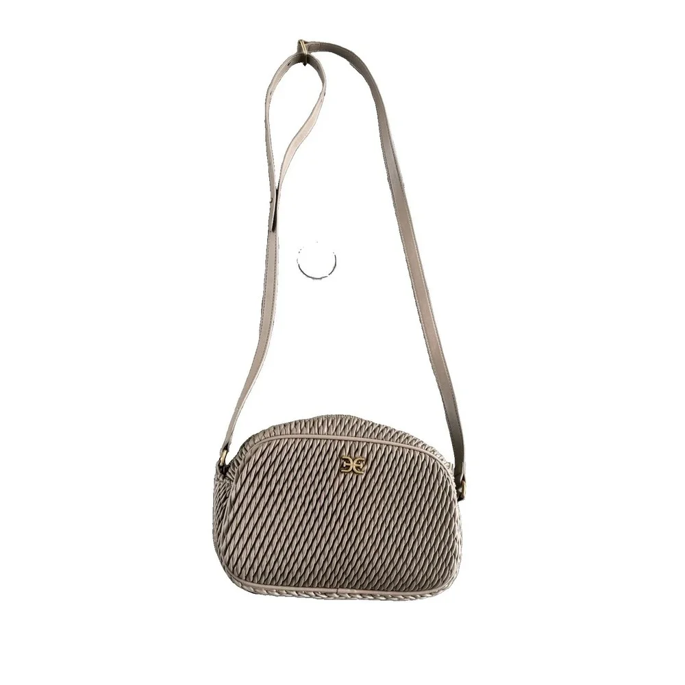 Sam Edelman Julia Quilted Camera Bag Taupe Crossbody Minimalist Vacation